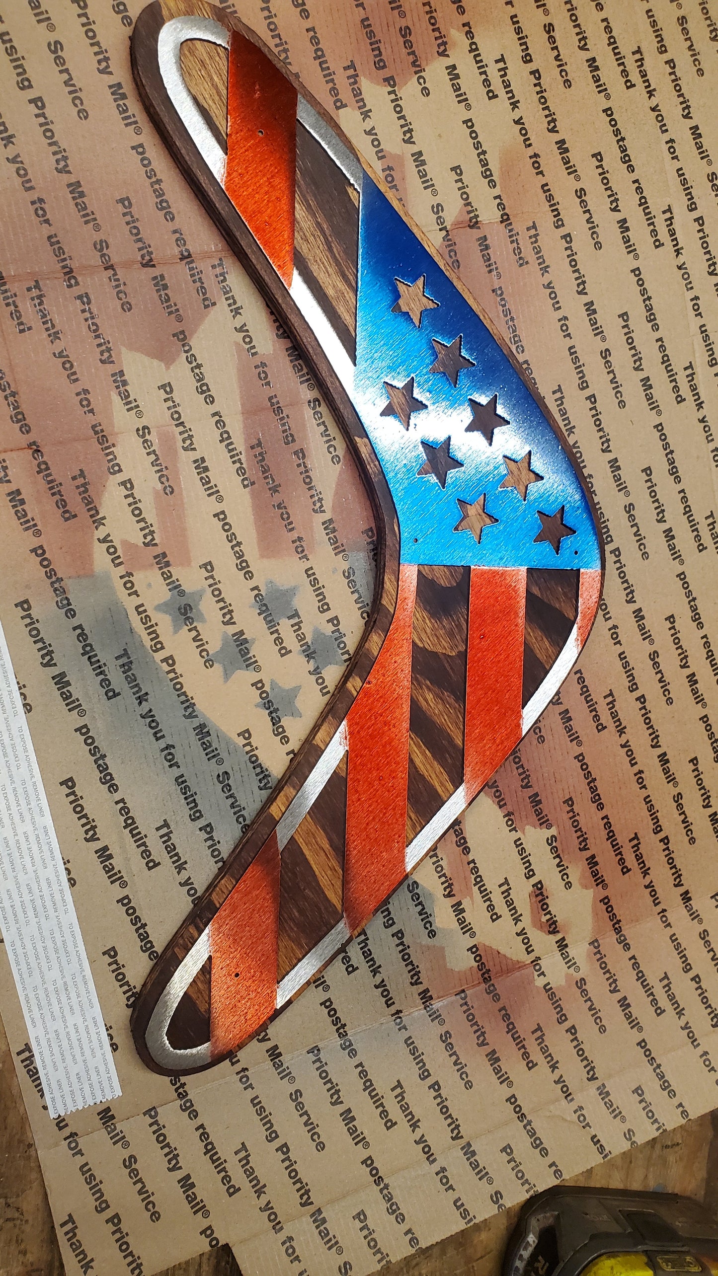 American Flag Boomerang | Badlands Special | METAL ONLY | No Wood Background