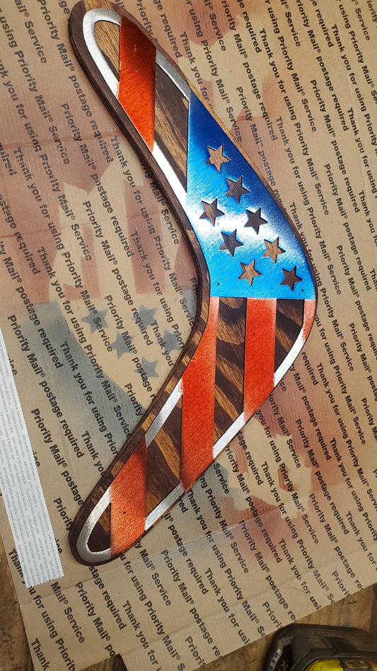 American Flag Boomerang | Badlands Special | METAL ONLY | No Wood Background