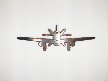 P-51 Silhouette Metal Art on Wood