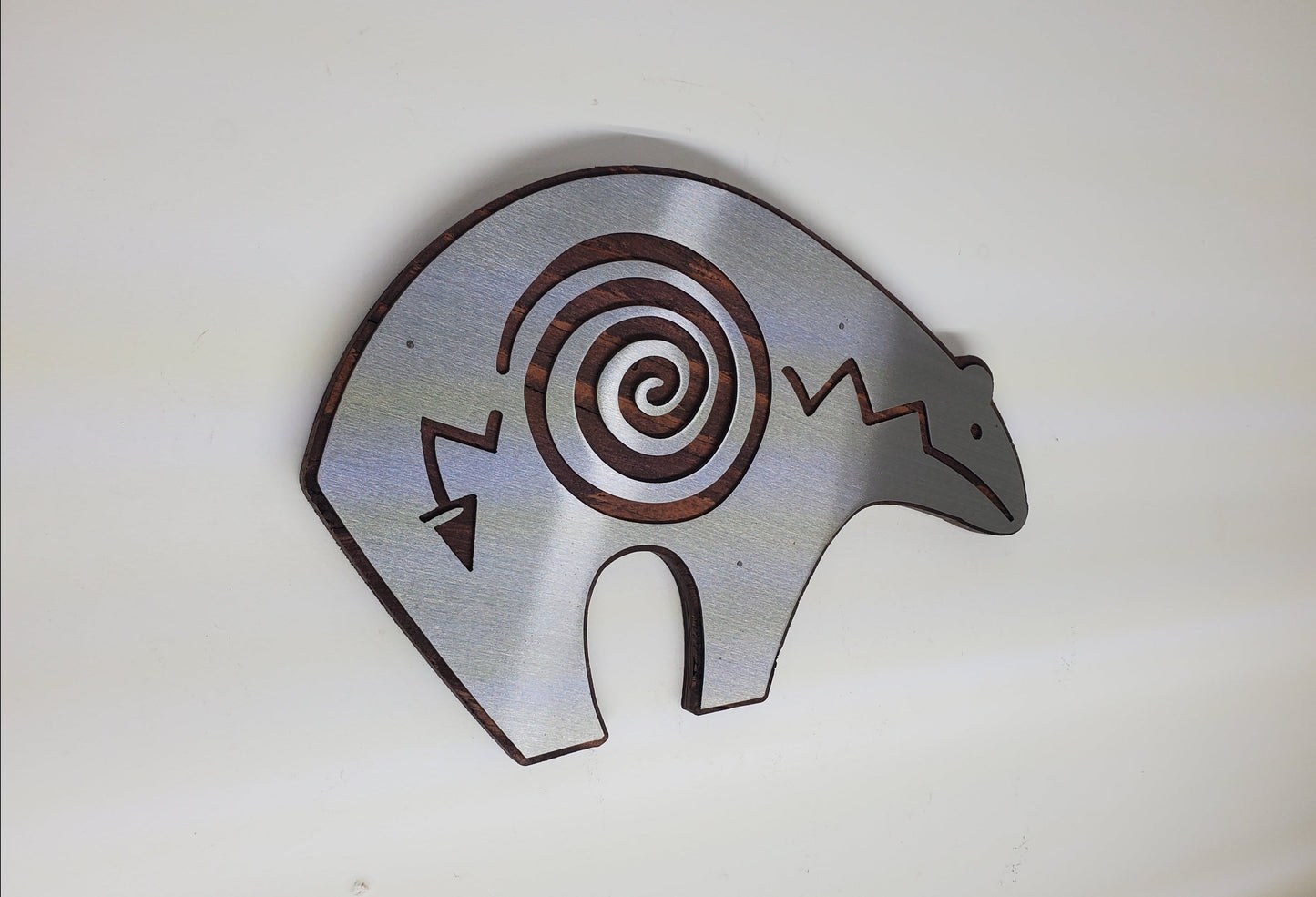Southwestern Bear Metal Art on Wood