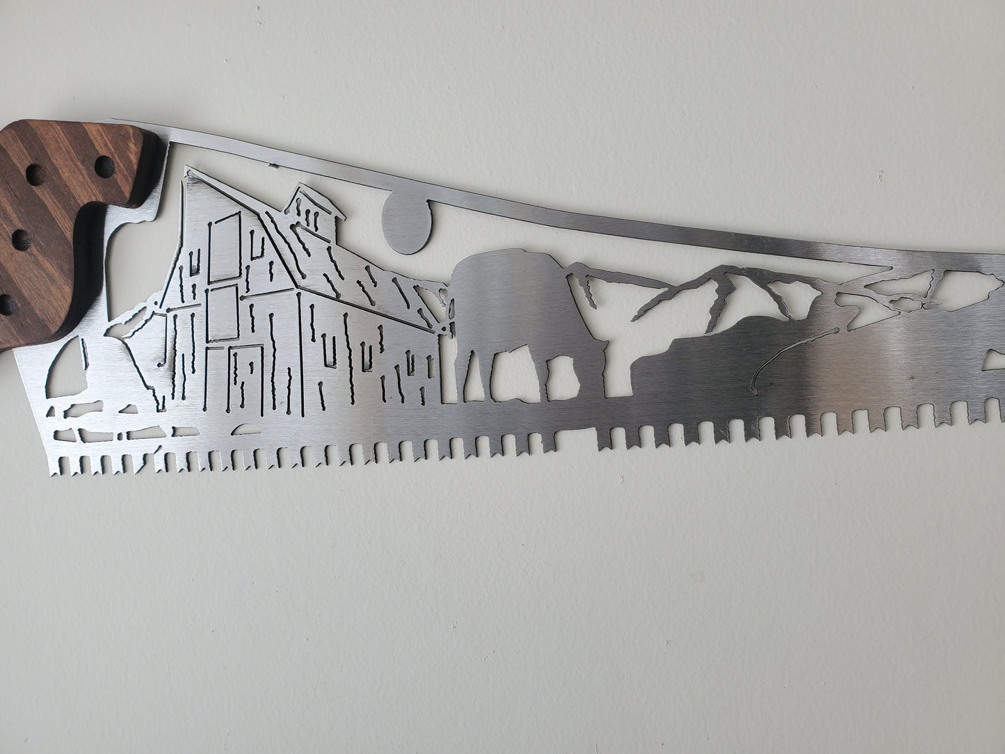 Farm scene handsaw metal art
