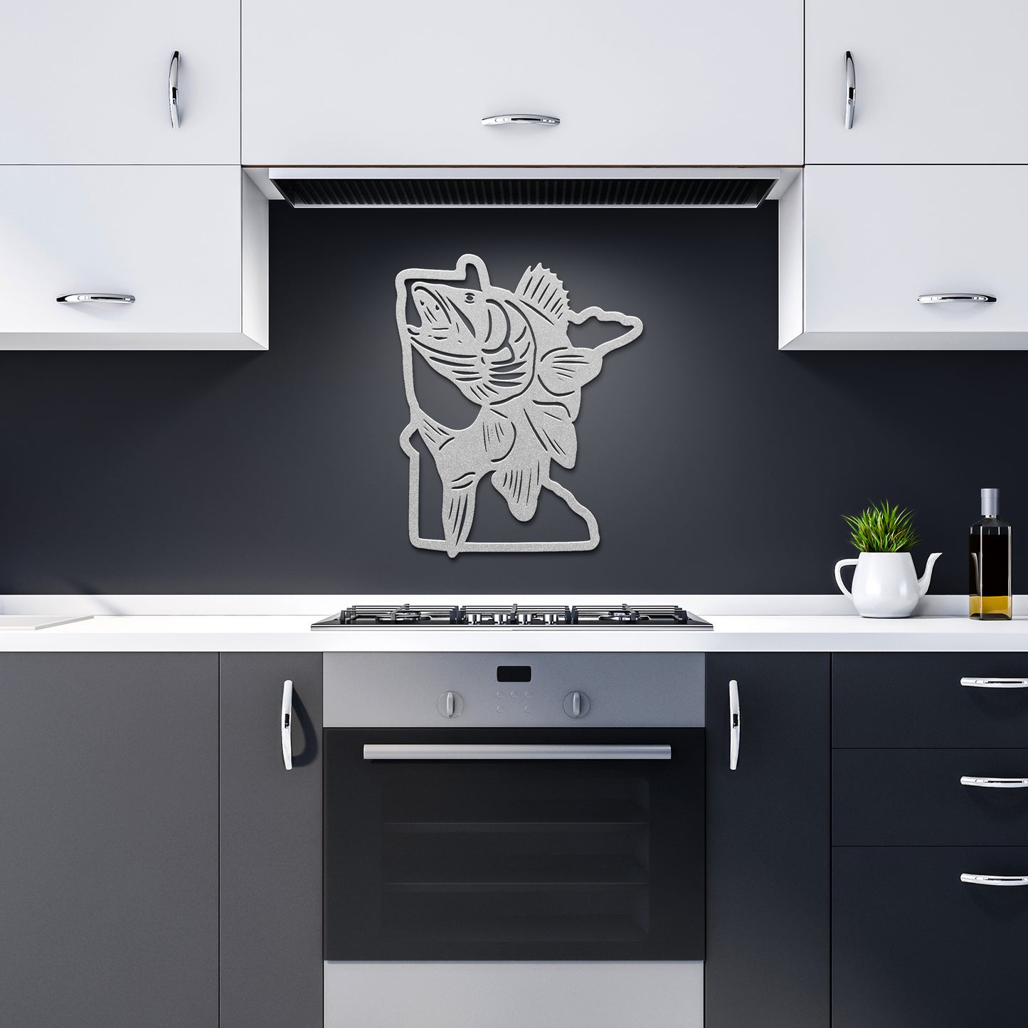 Minnesota Walleye | State shape with game fish | cabin home office decor | USA