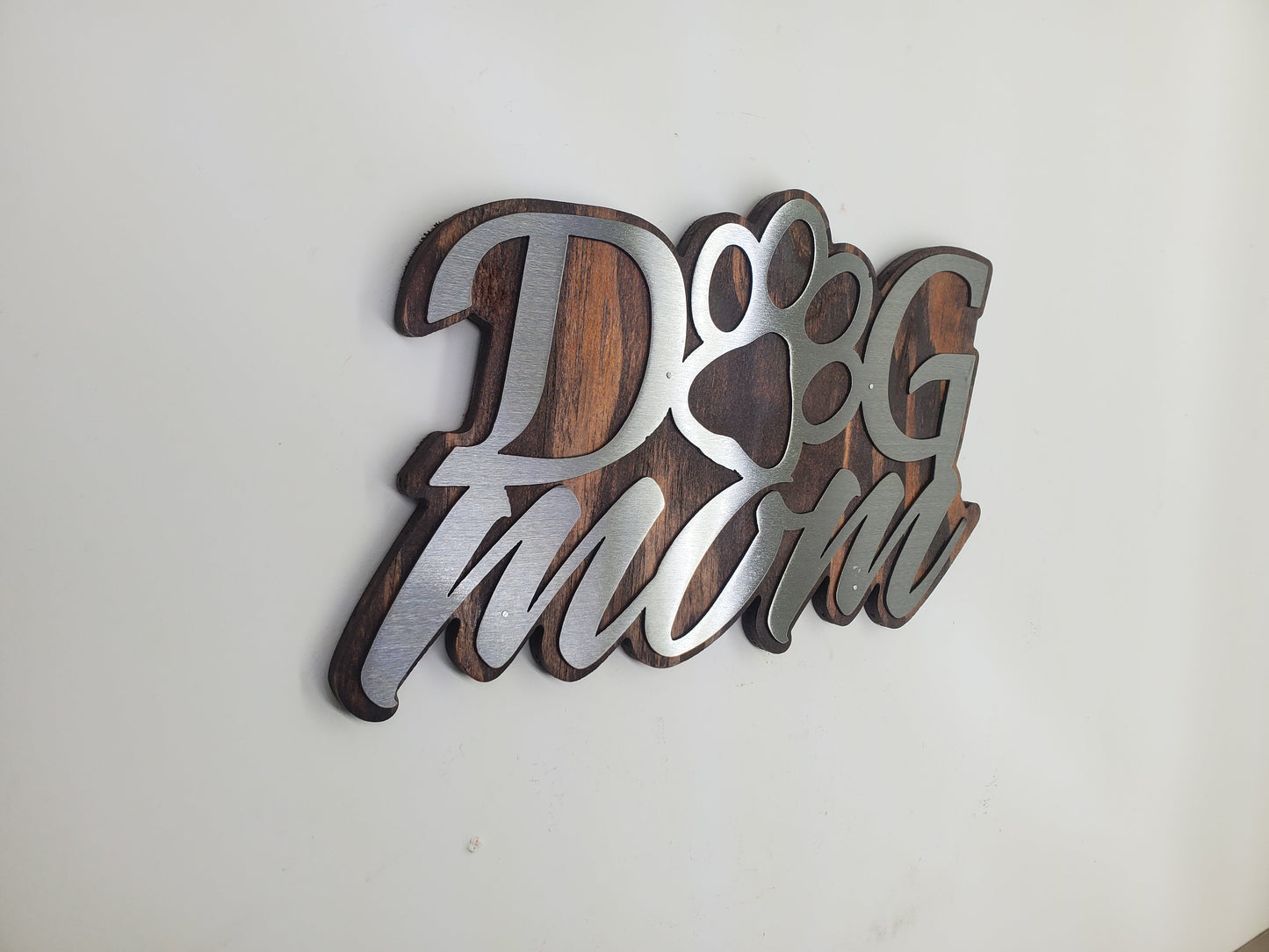 Dog Mom Wall Art | Rustic Wood and Metal Dog Mom Wall Décor | Sculpture Art Made in USA