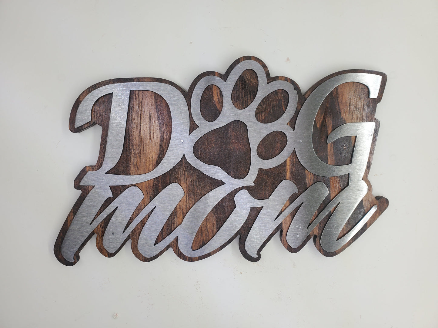 Dog Mom Wall Art | Rustic Wood and Metal Dog Mom Wall Décor | Sculpture Art Made in USA