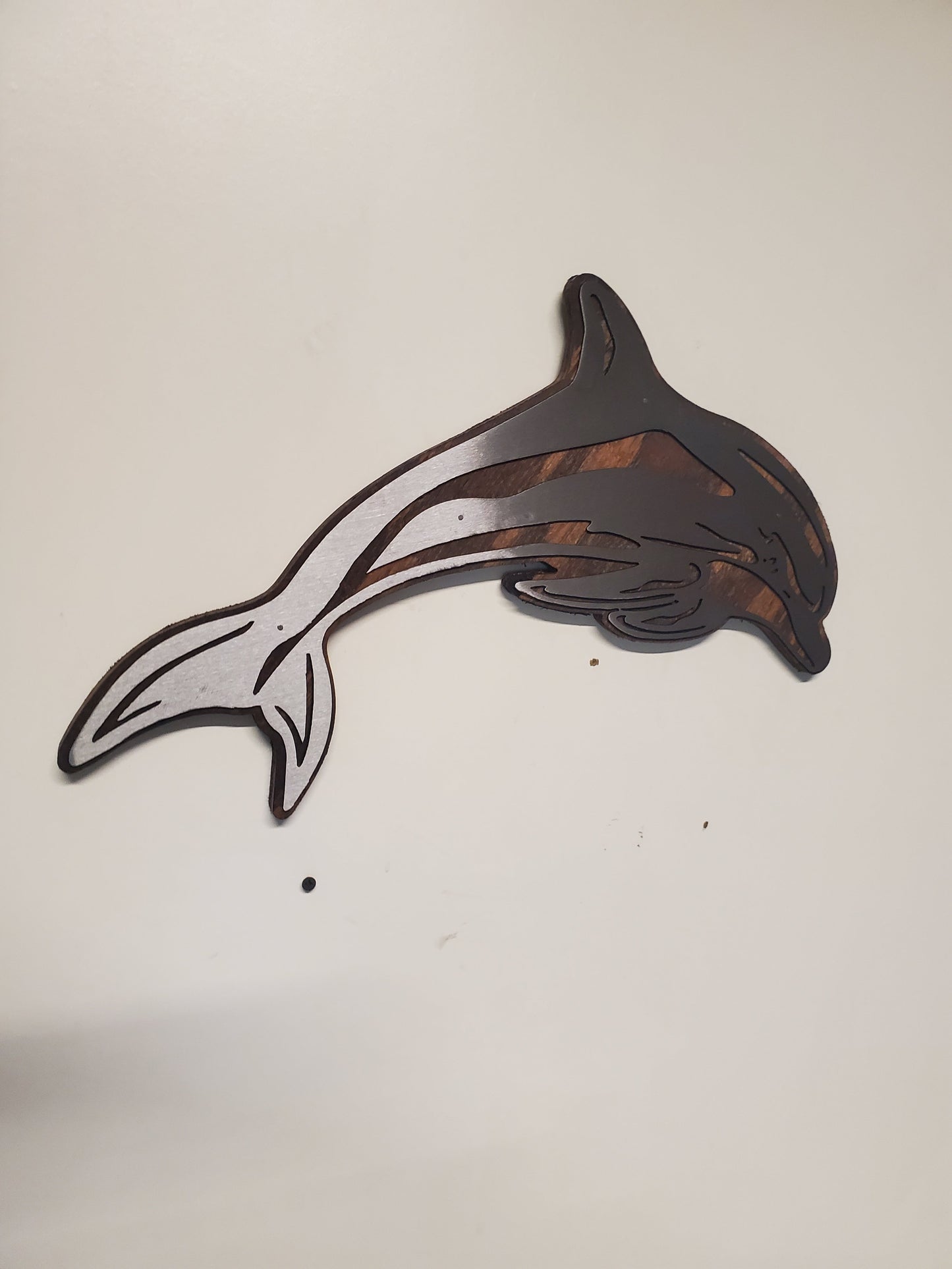 Dolphin Fish Metal Art on Wood | Ocean Sea Life Wall Décor