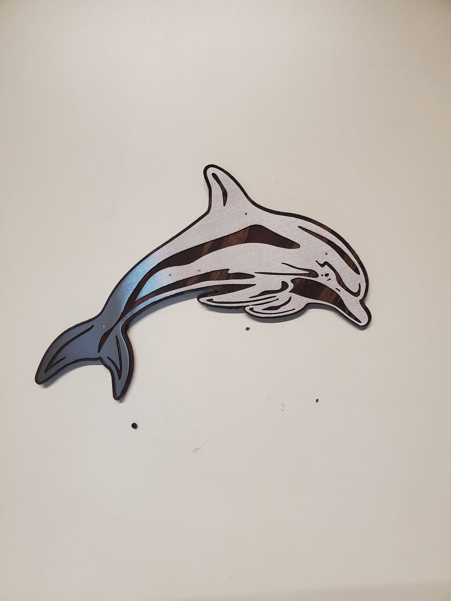 Dolphin Fish Metal Art on Wood | Ocean Sea Life Wall Décor