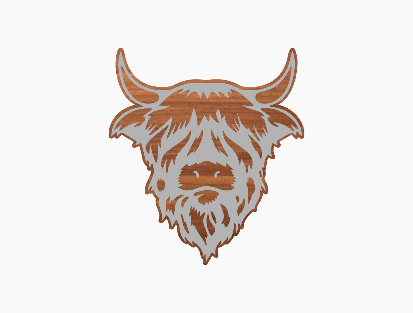 Scottish Hairy Cow Metal Art | Rustic Wood Wall Decor