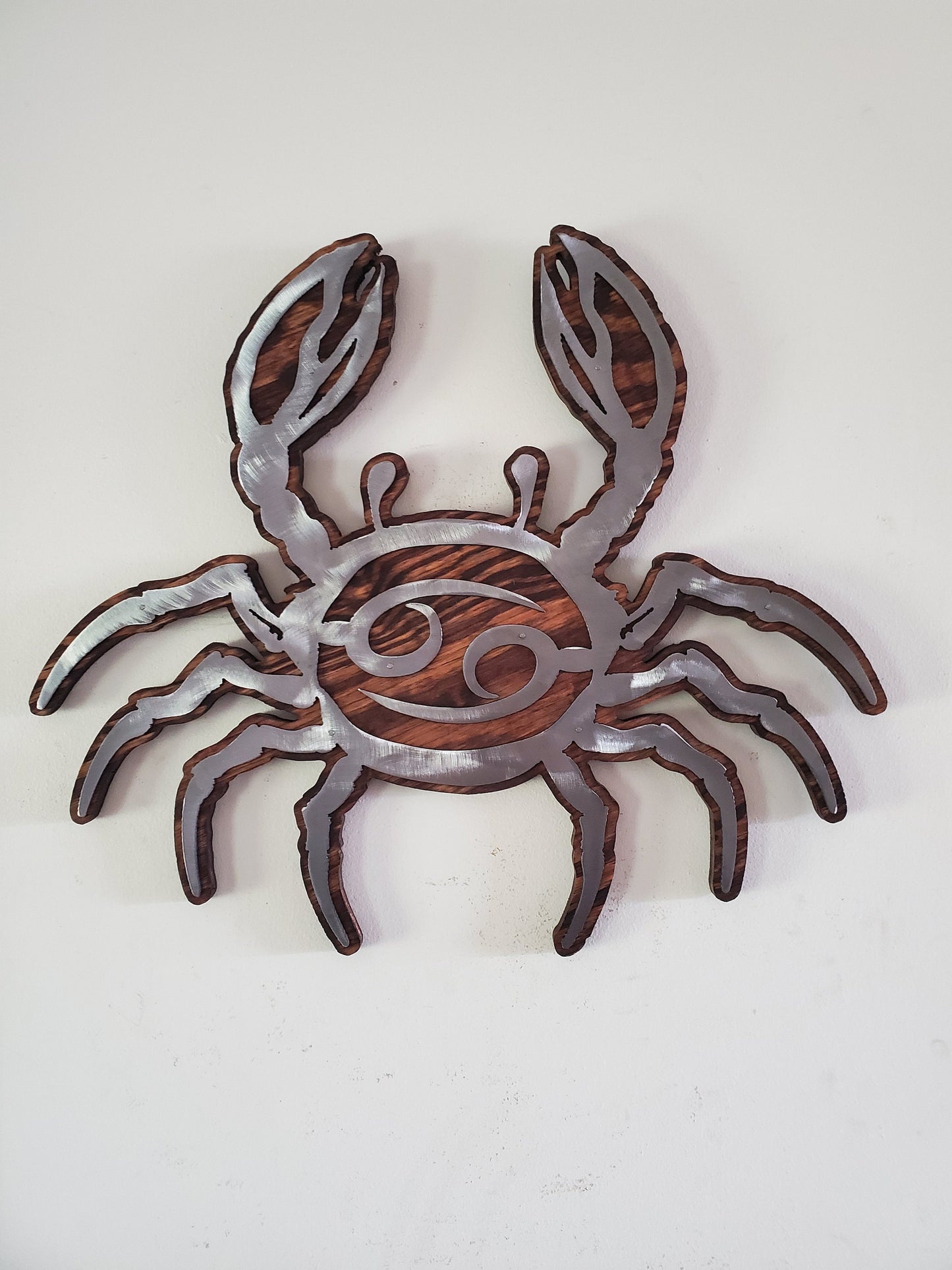 Cancer Zodiac Sign Wall sign | Metal Art on Wood | Zodiac Rustic Wall Hanging Crab Sign