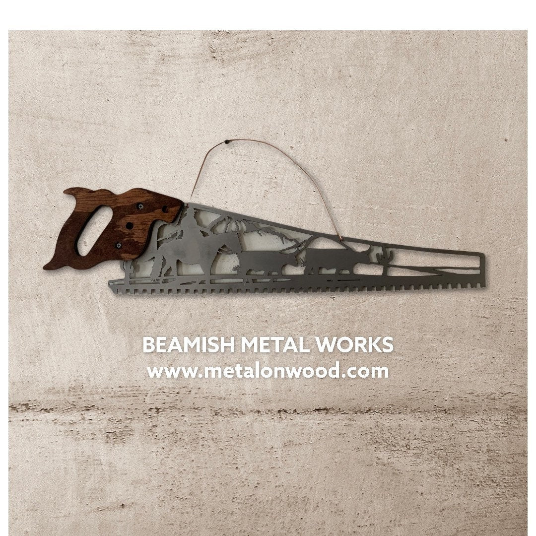 Farm Scene with Tractor | Metal Art Handsaw Wall Decor | saw blade art | made in Minnesota