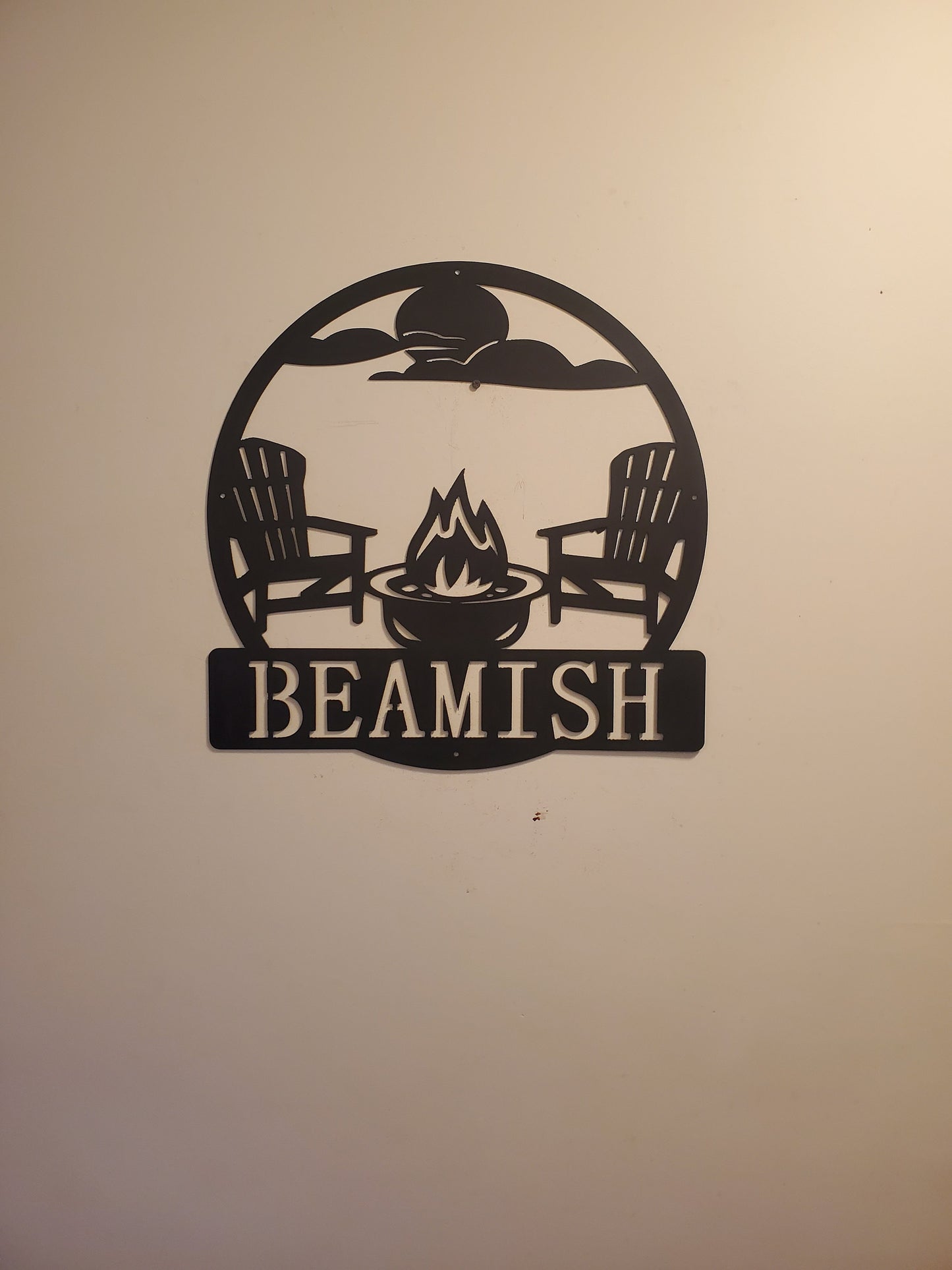 Personalized Monogram camping scene Camp fire Made In USA metal art monogram campfire wall decor