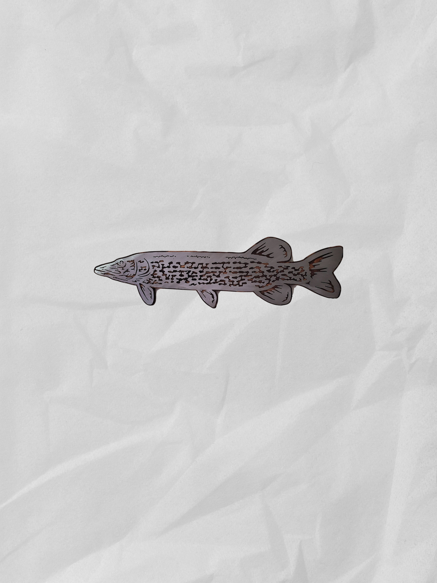 Northern Pike Fish fish Metal art on Wood