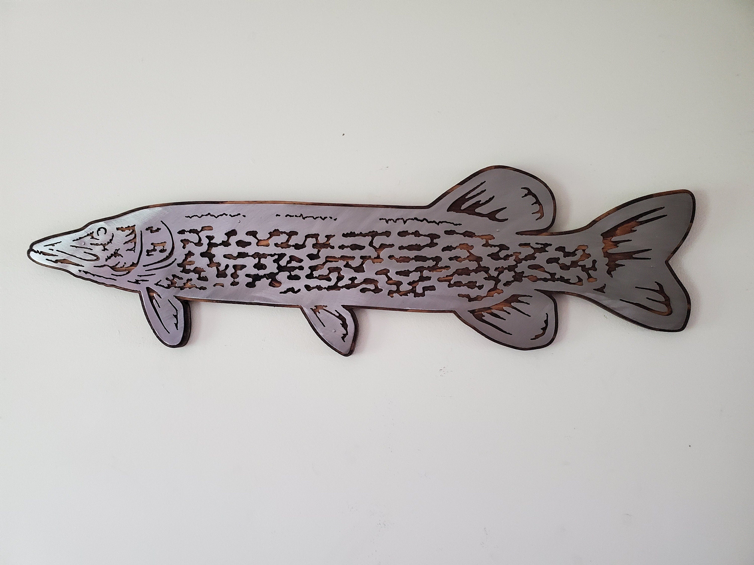 Todays Catch Rustic Hand Hammered Metal Fish Hook & Fish Cabin or