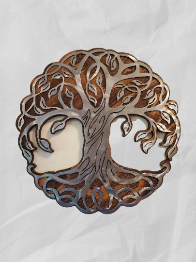 Tree of Life Metal Art on Wood