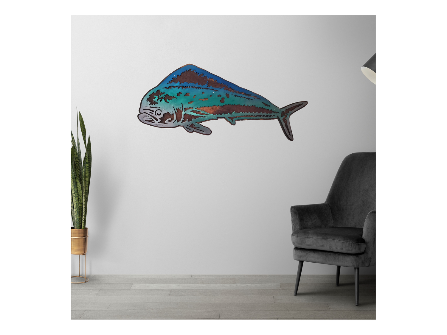 mahi mahi fish beamish metal works metal art on wood
