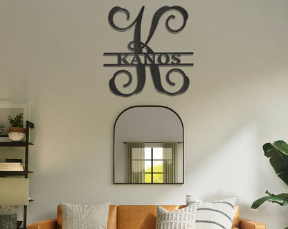 Vine Family Name Monogram - Metal Art Wall Decor - Personalized Steel Sign - USA