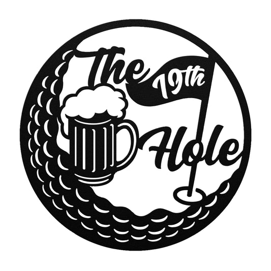"19th Hole" Golf Themed Metal Wall Decor - Sports Bar Art - Golf Lover Home Accent