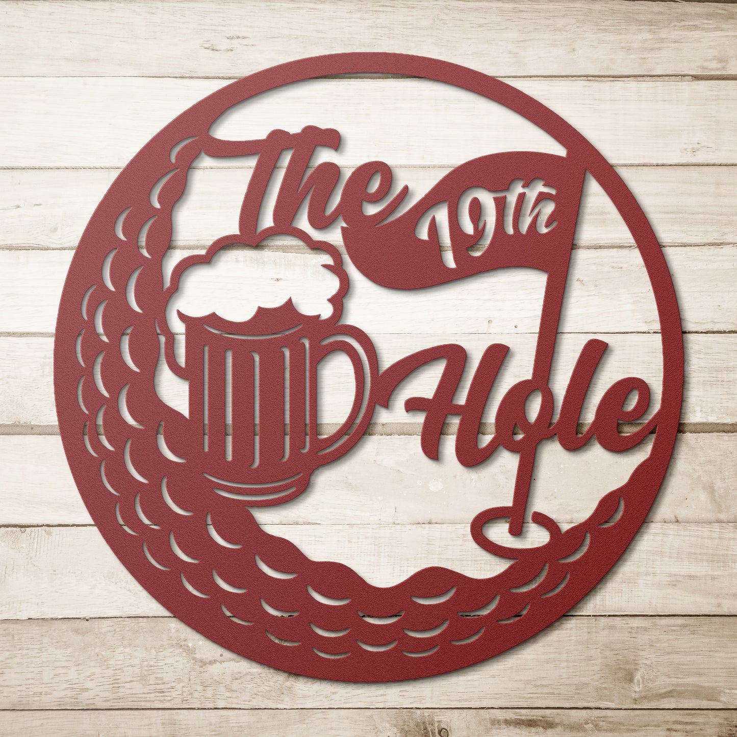 "19th Hole" Golf Themed Metal Wall Decor - Sports Bar Art - Golf Lover Home Accent
