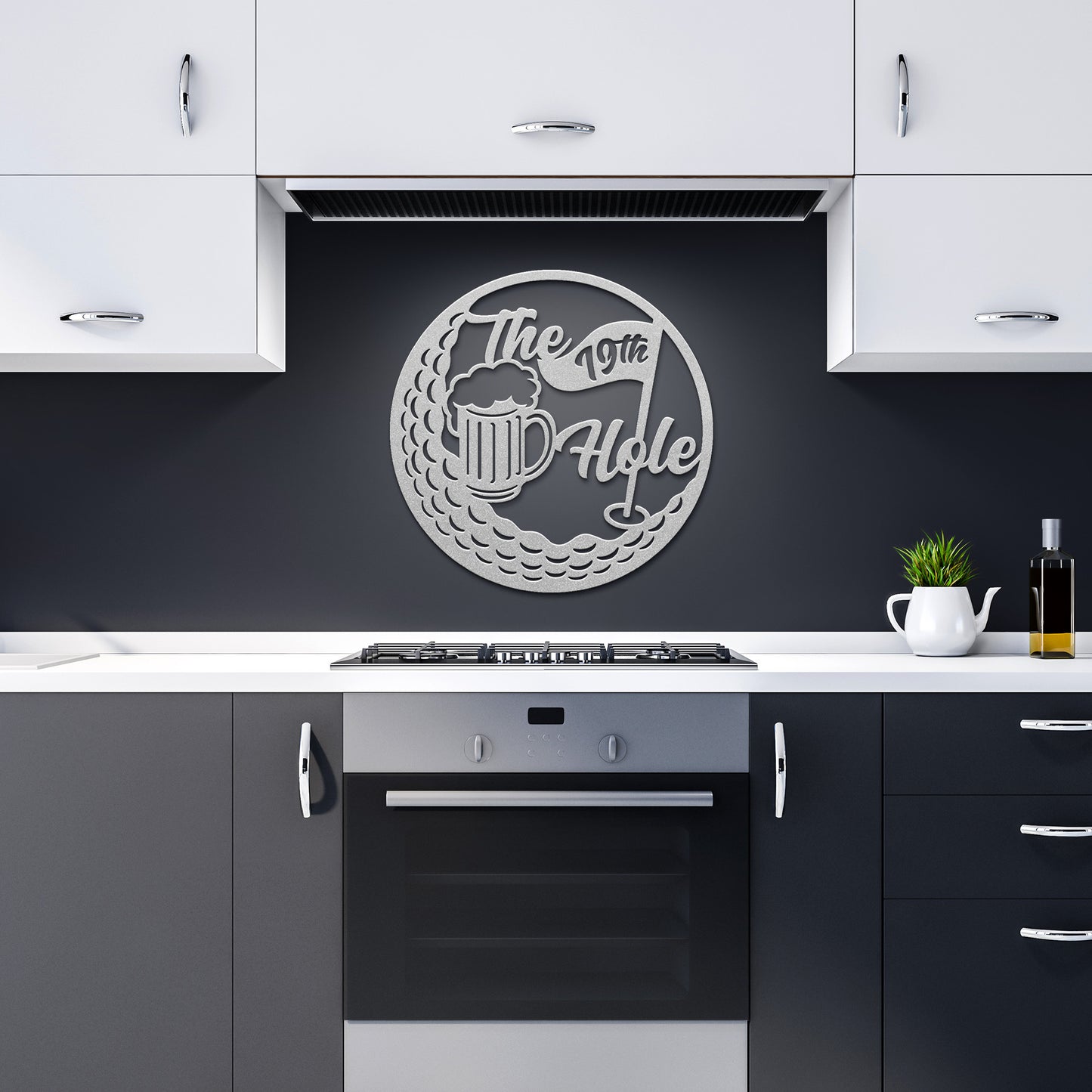 "19th Hole" Golf Themed Metal Wall Decor - Sports Bar Art - Golf Lover Home Accent