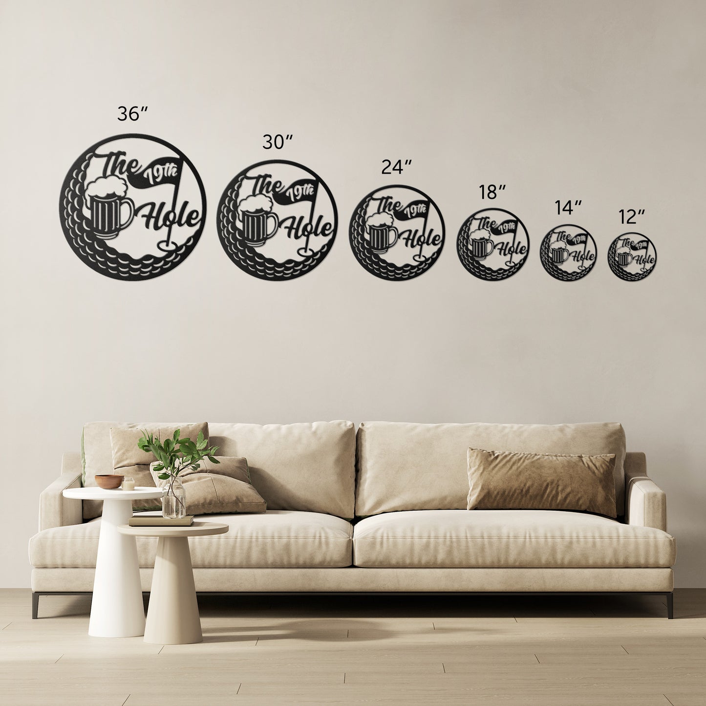"19th Hole" Golf Themed Metal Wall Decor - Sports Bar Art - Golf Lover Home Accent