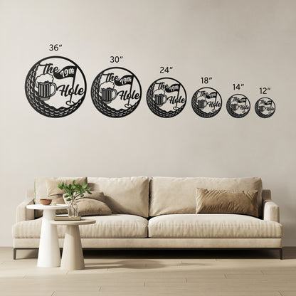 "19th Hole" Golf Themed Metal Wall Decor - Sports Bar Art - Golf Lover Home Accent