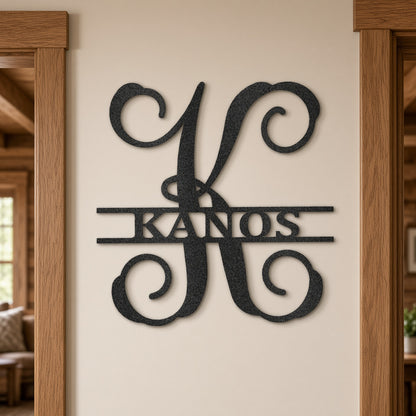 Vine Family Name Monogram - Metal Art Wall Decor - Personalized Steel Sign - USA