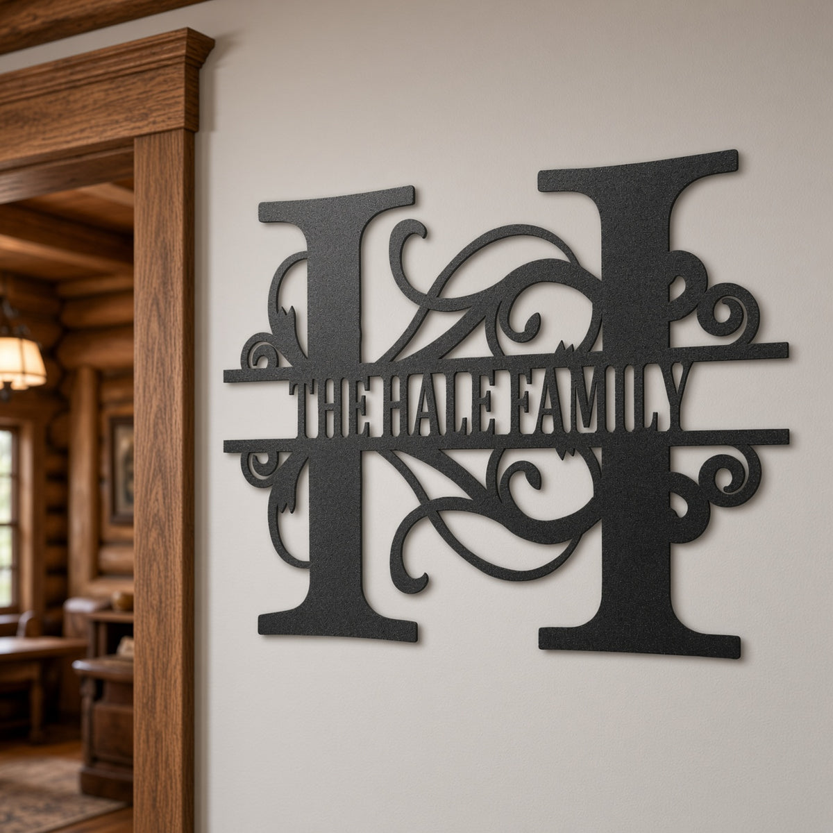 Split Letter Family Monogram Metal Wall Sign