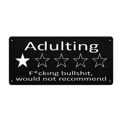 Adulting" 1-Star Review Metal Sign - Humorous Wall Decor - Funny Home Accent
