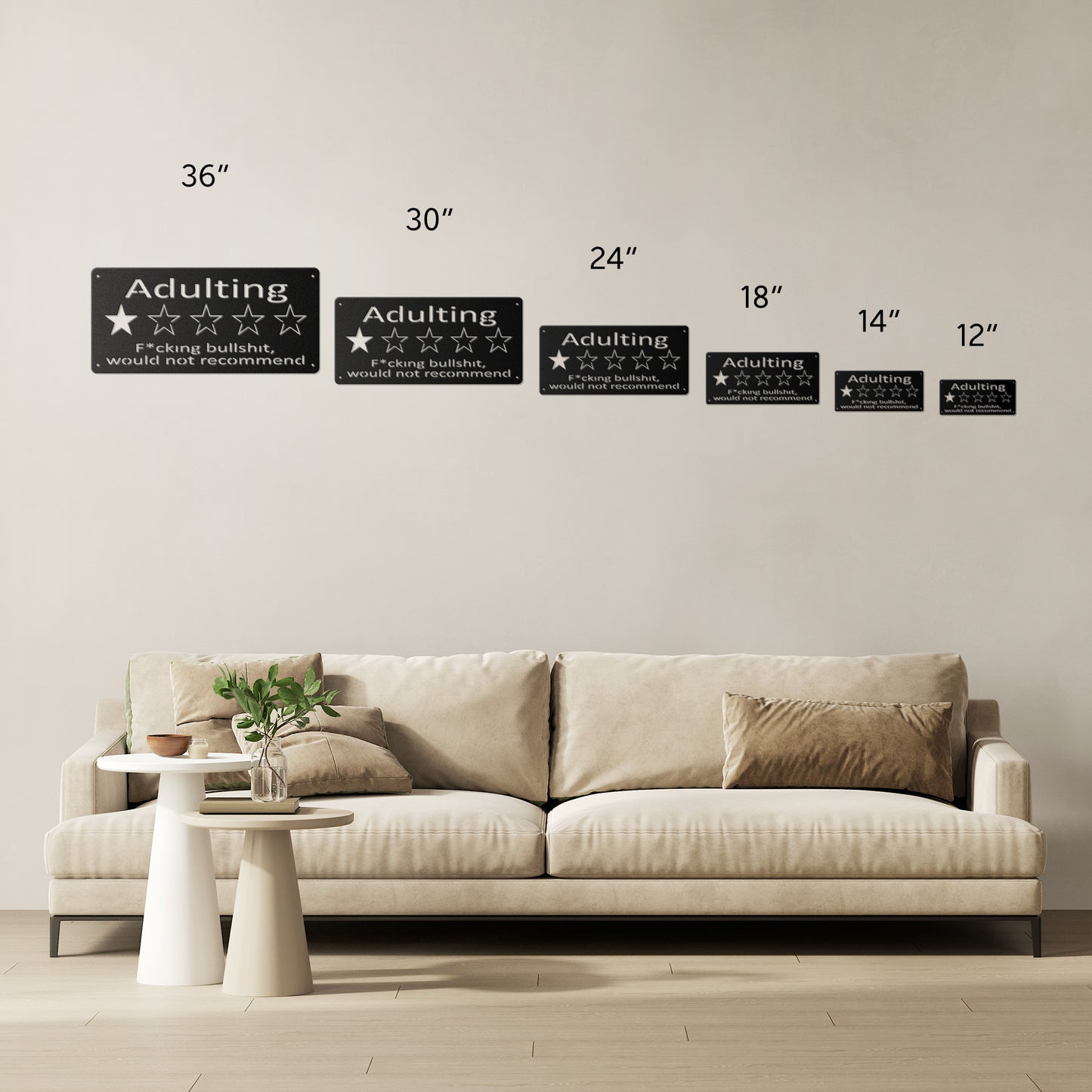 Adulting" 1-Star Review Metal Sign - Humorous Wall Decor - Funny Home Accent