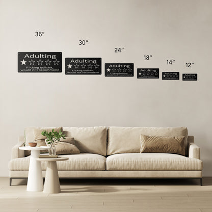 Adulting" 1-Star Review Metal Sign - Humorous Wall Decor - Funny Home Accent