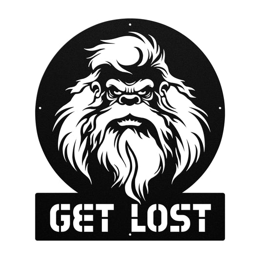 Bigfoot 'Get Lost' Metal Art Sign