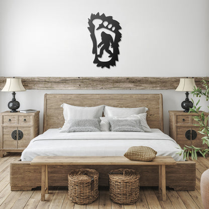 Bigfoot in a Foot Metal Art - Handcrafted Sasquatch Wall Decor