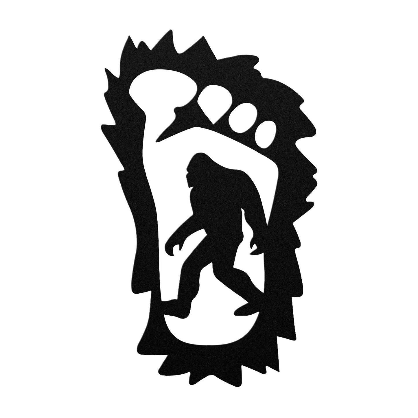 Bigfoot in a Foot Metal Art - Handcrafted Sasquatch Wall Decor