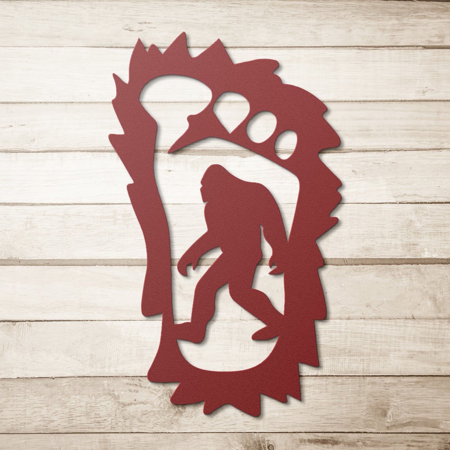 Bigfoot in a Foot Metal Art - Handcrafted Sasquatch Wall Decor