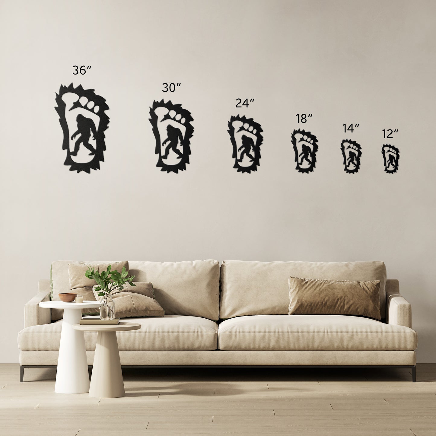 Bigfoot in a Foot Metal Art - Handcrafted Sasquatch Wall Decor