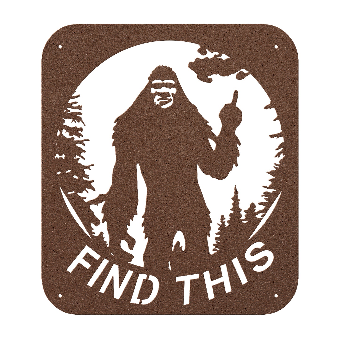 Bigfoot in the Woods "Find This" Metal Art - Handcrafted Sasquatch Wall Decor