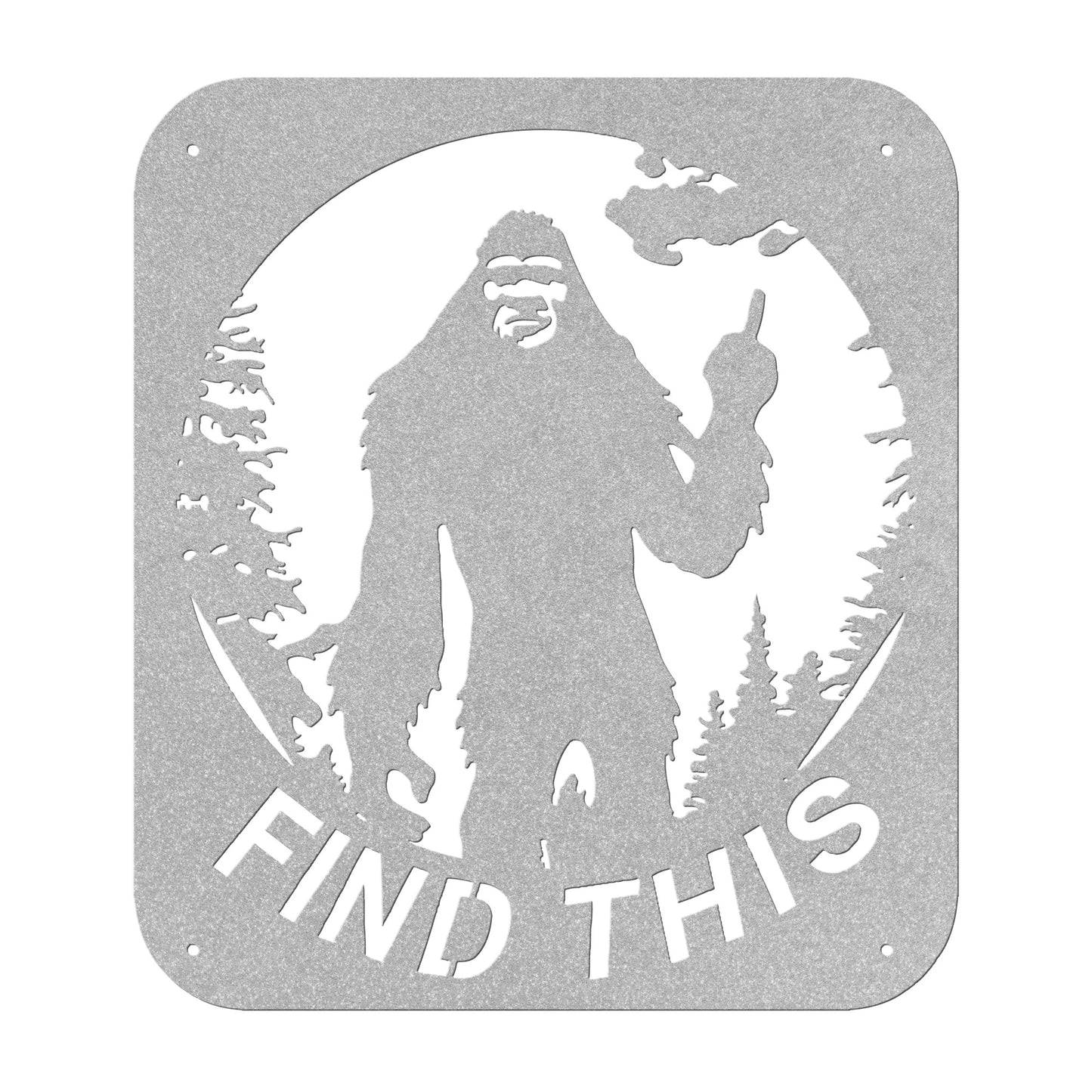 Bigfoot in the Woods "Find This" Metal Art - Handcrafted Sasquatch Wall Decor