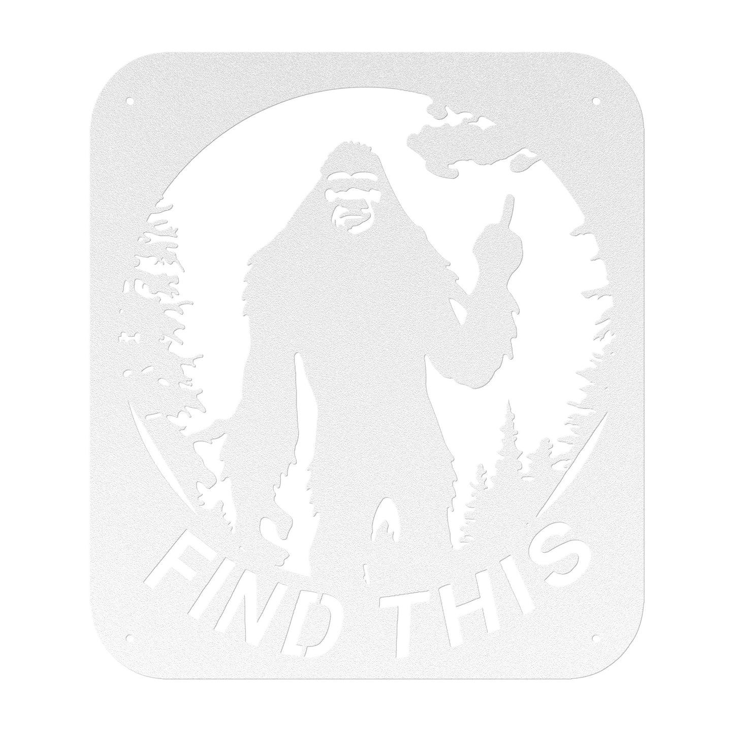 Bigfoot in the Woods "Find This" Metal Art - Handcrafted Sasquatch Wall Decor