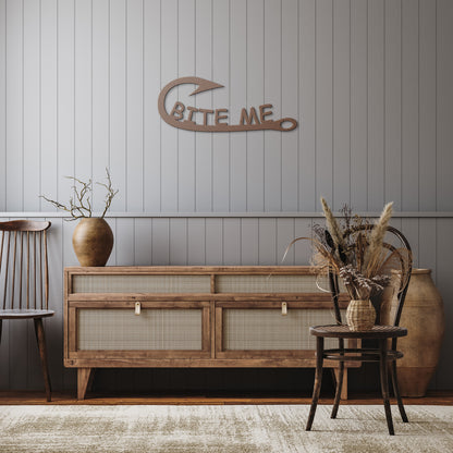 Bite Me Fish Hook Metal Sign - USA - Cabin - Home - Gift