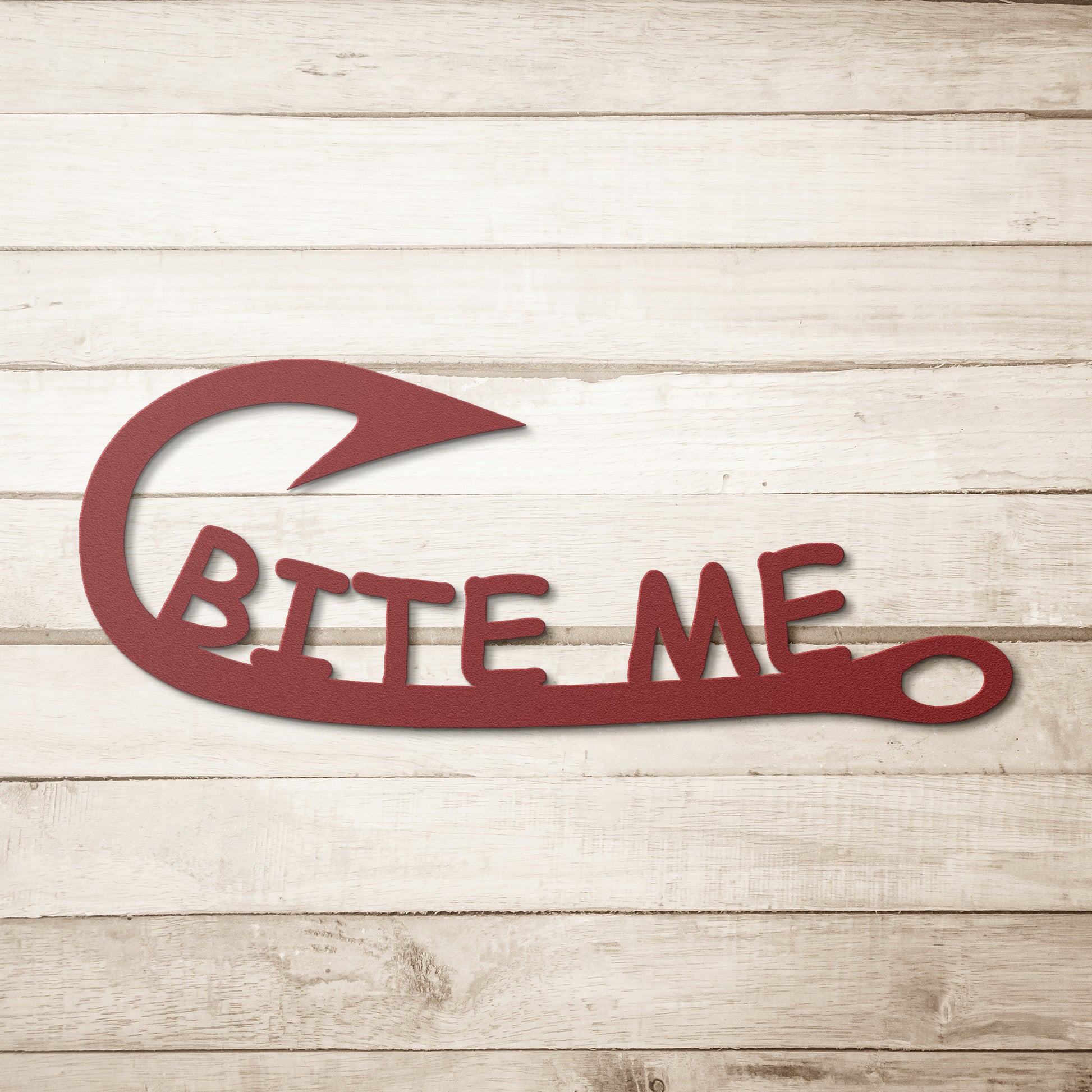 bite me fishing hook Bite Me Fish Hook Metal Sign - USA - Cabin - Home