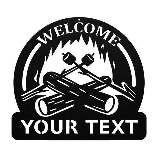 Campfire Monogram Personalized Metal Sign
