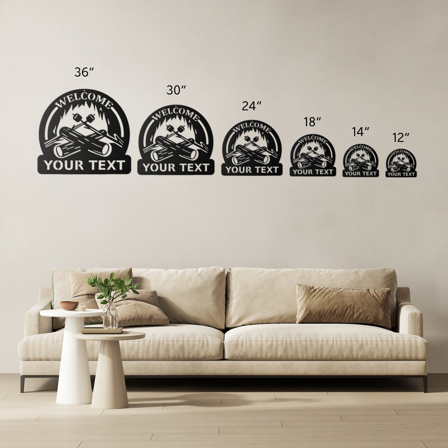 Campfire Monogram Personalized Metal Sign