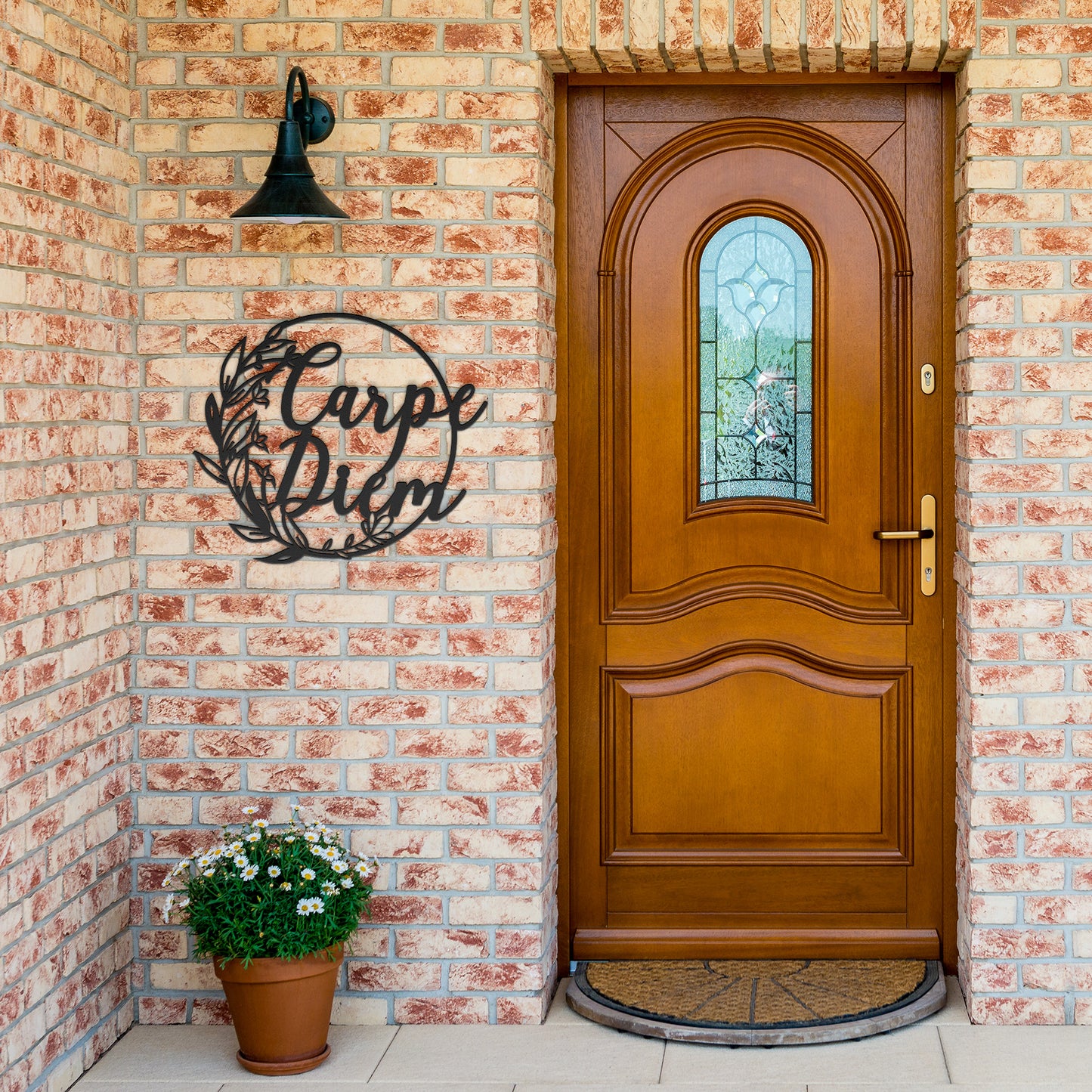 Carpe Diem Circle with Vines Metal Sign