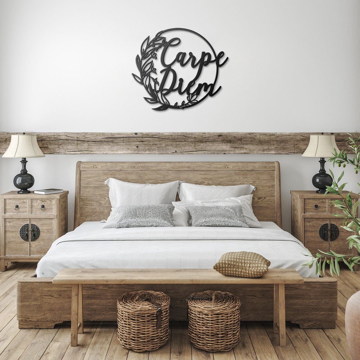 Carpe Diem Circle with Vines Metal Sign