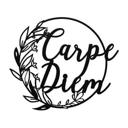 Carpe Diem Circle with Vines Metal Sign