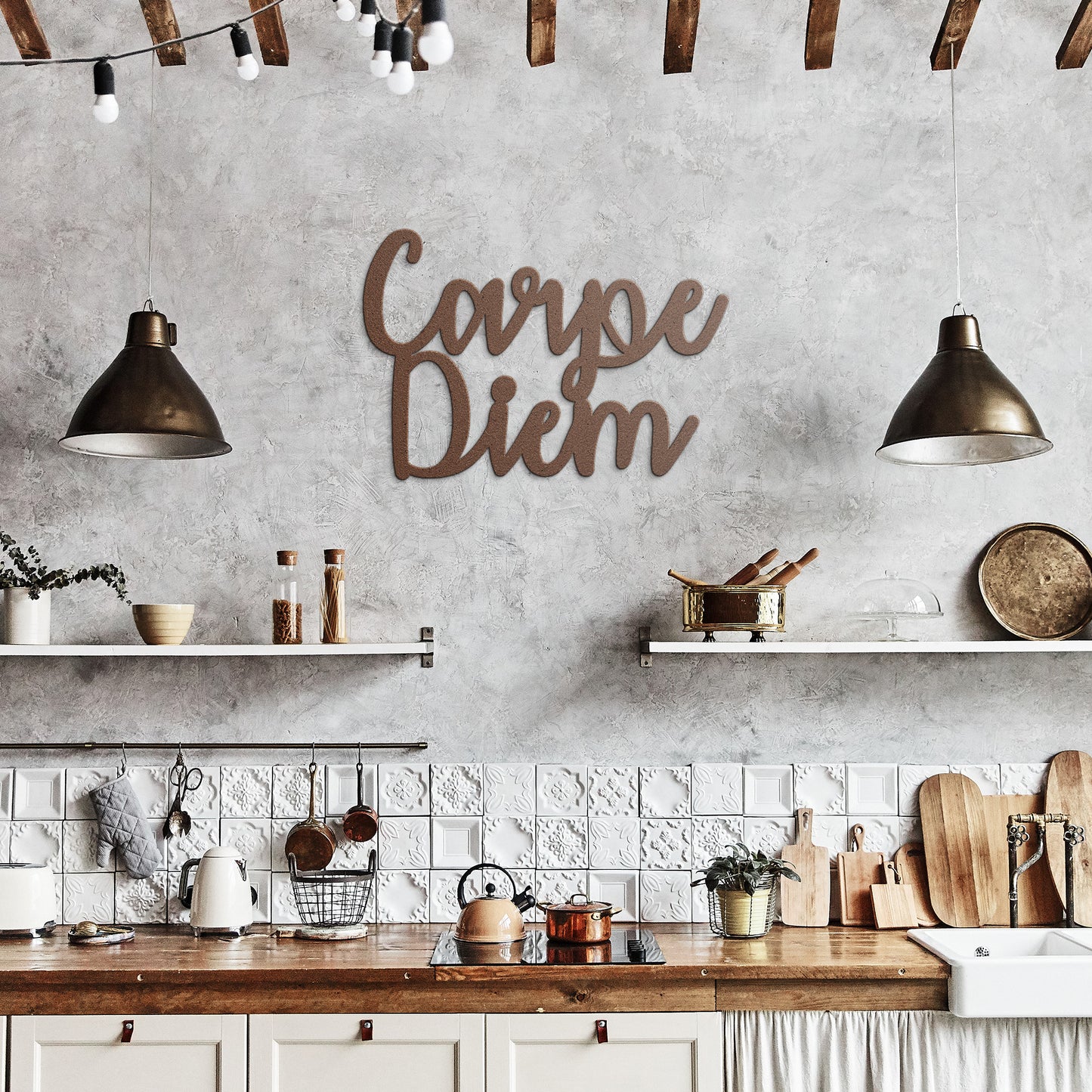 Carpe Diem Stylized Metal Word Sign