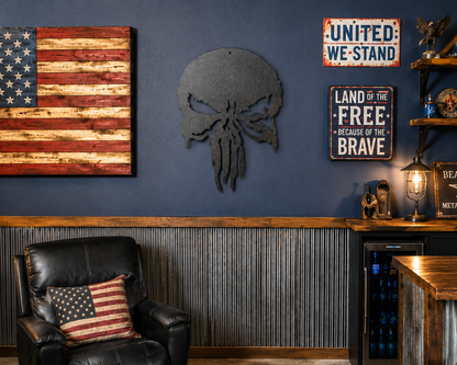 Punisher Skull Wall Art | Metal Man Cave Decor