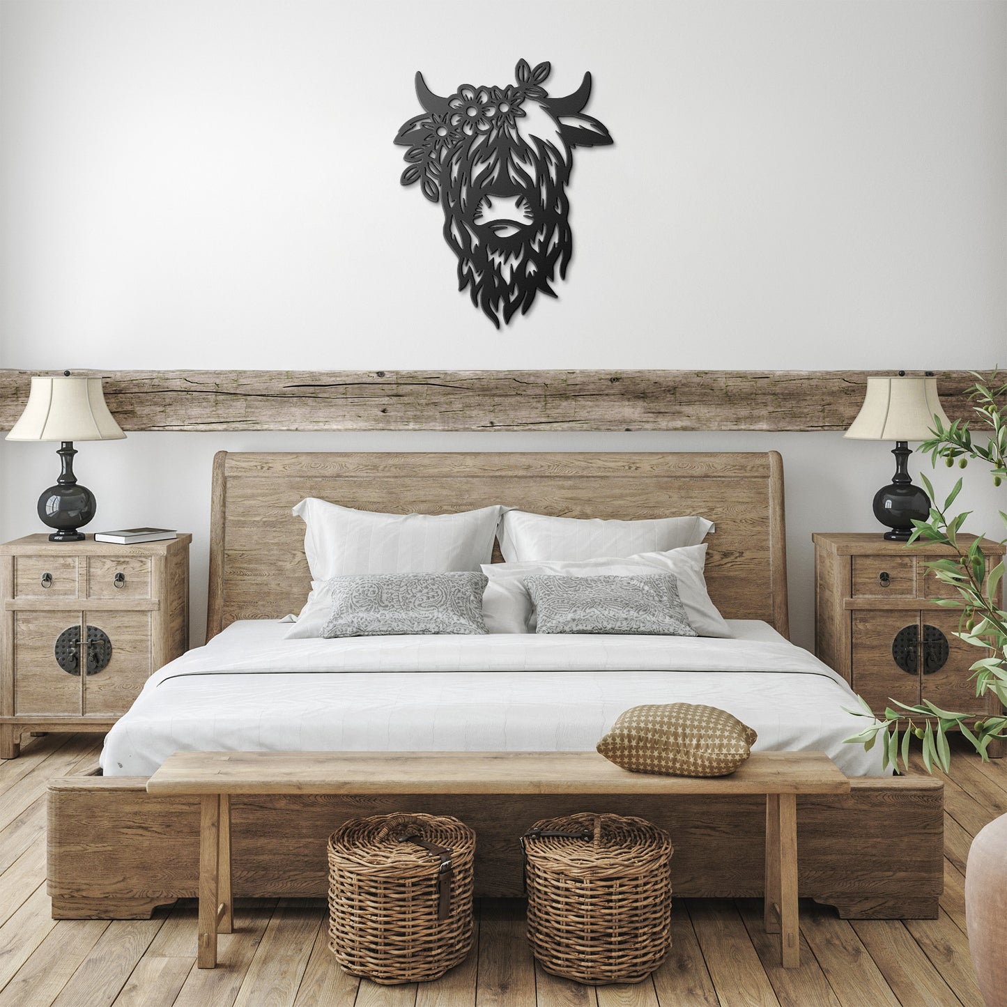 Cow Metal Wall Art - Highland Cow - Rustic Home Accent - USA