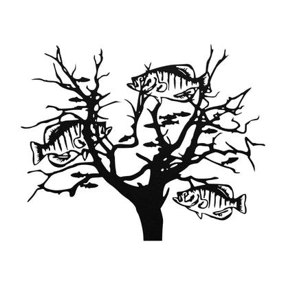 Crappies in a Bush Wall Art - Intricate Metal Decor for Fishing Enthusiasts