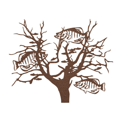 Crappies in a Bush Wall Art - Intricate Metal Decor for Fishing Enthusiasts
