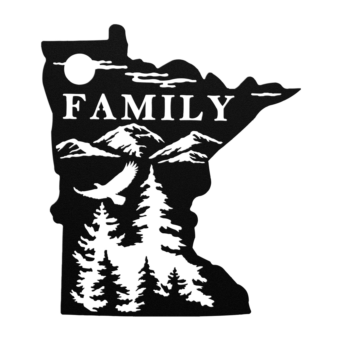 Family Roots in Minnesota: State Outline Metal Art with Tree Design